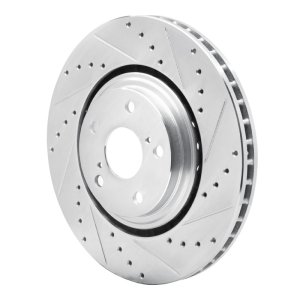 Lexus NX200T Brake Rotor (1) - Front Right - R1 Concepts - Drilled & Slotted - Silver - `08-`21
